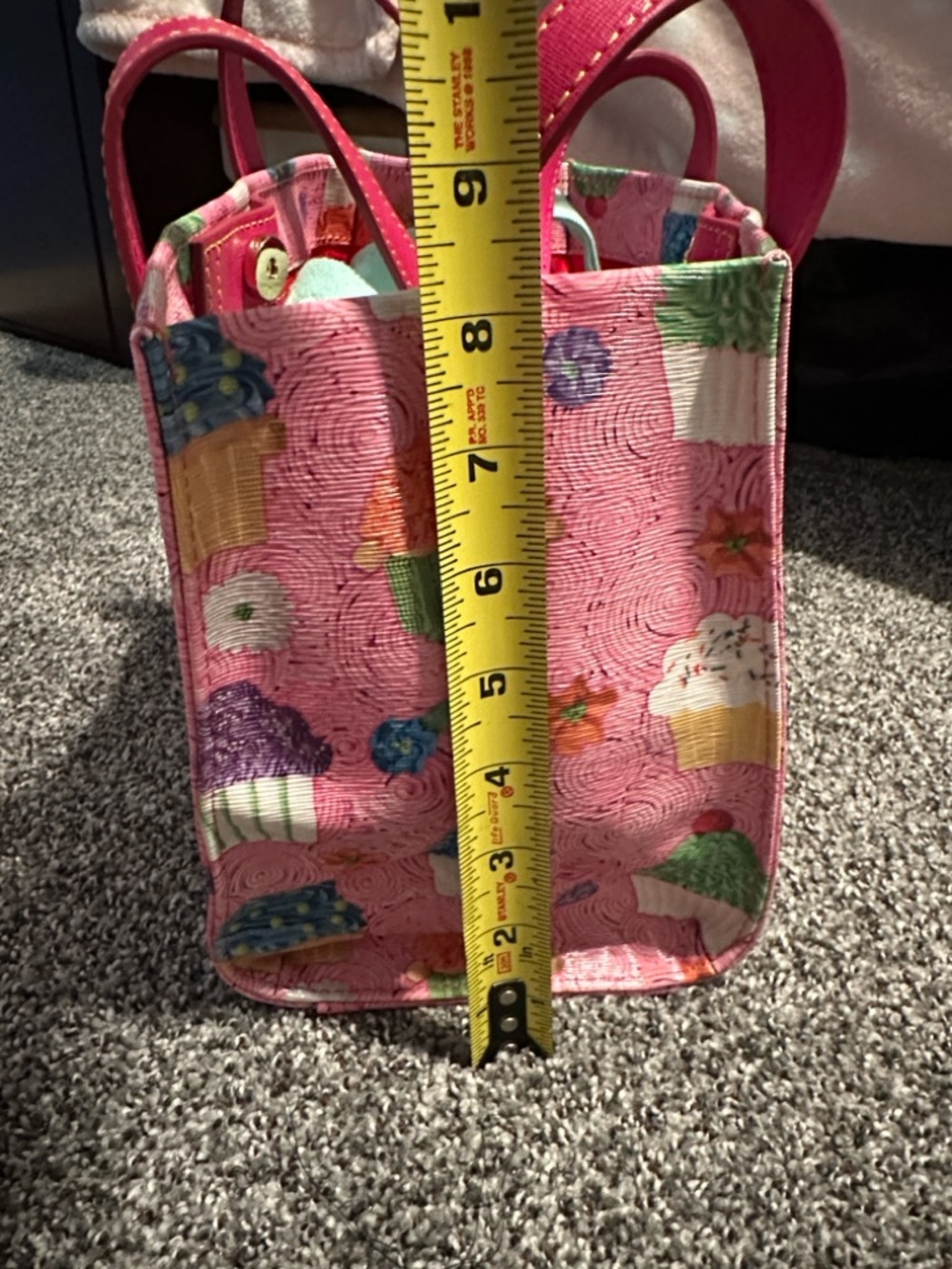 Pink Cupcake Print Tote Bag with Hot Pink Handles - Picture 7 of 10